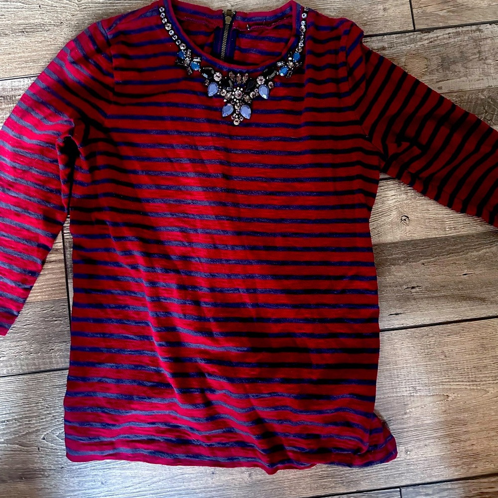 J Crew striped necklace tee, style 03024, XXS top